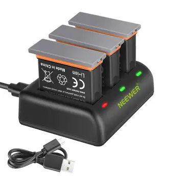 Neewer Baterijo, Polnilnik, Komplet Za DJI OSMO delovanje Fotoaparata (3-Pack-gnome 1300mAh AB1 Zamenjava Baterije, 3-Kanalni Polnilnik +Micro USB