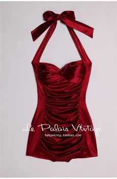 Le palais poletje tesno prilegajočo se raztezajo vratu obleko ženski ultra-short moda temperament obleko profesionalno rabo vino rdeče dela