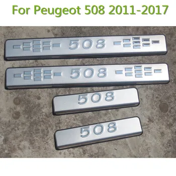 4PCS/SET za Peugeot 508 2011-2017 iz nerjavečega jekla Izvažajo Plošča/Vrata Polico Vrata Polico pedal bienvenidos Avto prevleke,Avto-Styling