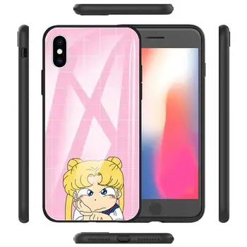 Kaljeno Steklo Primeru Telefon Za iPhone Mini 12 11 Pro X XS Max XR SE 2020 7 8 6 6S Plus Kritje Coque Fundas Capa Sailor Moon Anime
