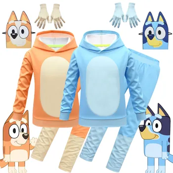 Vroče Prodaje Halloween Kostum Lepo Bluey Bingo Anime Cosplay Clothings Carnival Party Dolgimi Rokavi, Hlače Maske, Rokavice Za Otroke