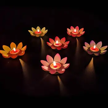 6Pcs Vode, ki Plava Luč Ustvarjalne Reke Luč Za Rojstni dan, ki Želijo Svetilke Sveče Vode Lučka za Molitev Lotus Lučka (Naključno Barvo)