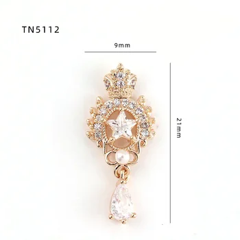 5pcs/veliko TN5112 Krono star Zlitine Cirkon Pearl Nail Art Kristali, nakit Nosorogovo nohti dodatki potrebščine okraski čare