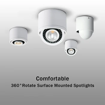 360-Stopinjski Nastavljiva LED Stropna Svetilka 5/7/9/15W zatemniti ozadju spot luči Površinsko Nameščena stropne luči AC85-265V lampada