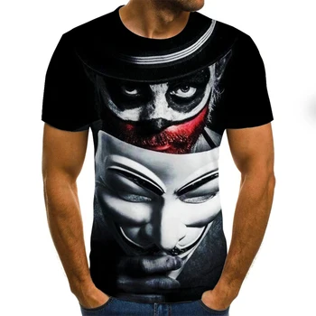 2020 novo klovn moška T-shirt kul klovn obraz vrhovi 3D tiskanih moda kratek rokav zabavno krog vratu majica trendy ulične