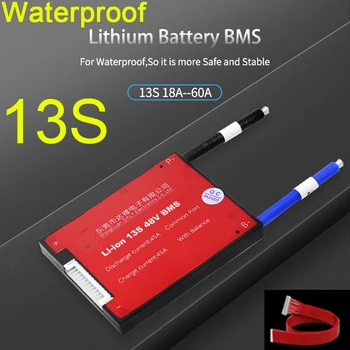 13S 48V BMS Li-ionska Litij Baterija MOS Protection Board z bilanco Nepremočljiva 18650 lipo 20A 15A 30A 40A 40A 50A Celice batterie