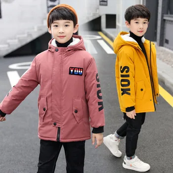 INS VROČE baby fantje zimski plašč 4-13 let otroška oblačila korejski pet opozoril star žamet debele windbreaker Hooded