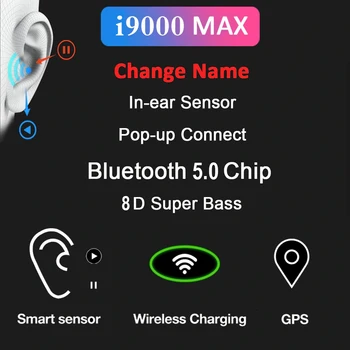 I9000 MAX TWS Arie 2 Brezžične Slušalke Bluetooth 5.0 Slušalke 8D Super Bass Čepkov PK i50000 i90000 tws