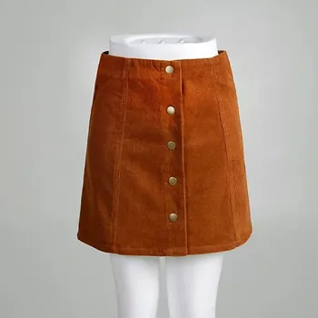 Evropski Stil Žensk Jeseni Mode Beloprsi Singl Velvet Krila, Ženski Kakovosti Vintage Priložnostne Visoko Pasu Slim Mini Krila