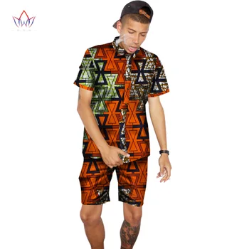 Prilagodite Tradicionalna Afriška Oblačila Poletje Moških Kratek Rokav Srajce Natisniti Moda Afriški Stil Vosek Vrhovi, Mens Oblačila WYN96