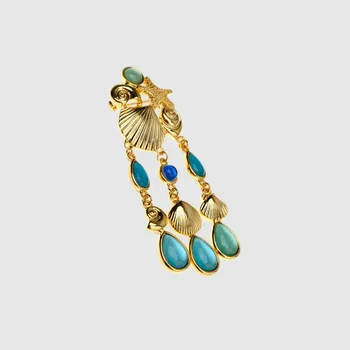Amorita boutique Zlati lupine in modri pesek broška