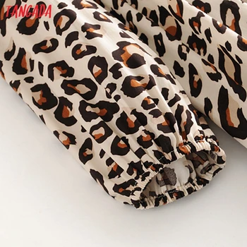 Tangada 2020 moda za ženske leopard tiskanja viskoze obleko tassel lok dolgi rokav lady priložnostne midi obleko 3P21