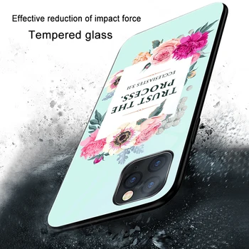 Ciciber Pismo Cvet Primeru Telefon za iphone 11 Ohišje za iphone XR 11 Pro XS Max X 7 8 6 6s Plus SE 2020 Kaljeno Steklo Pokrova Capa
