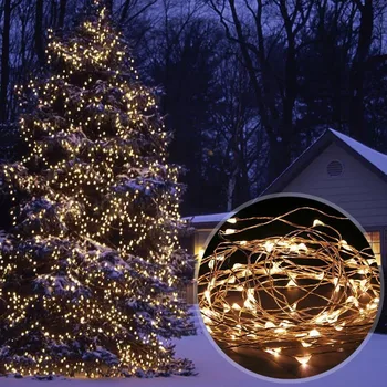 Sončne elektrarne Niz Lahka, vodoodporna LED Luči 10m 100 LED Bakrene Žice svetilka, Topla Bela, Na Prostem, Božični okraski, luči
