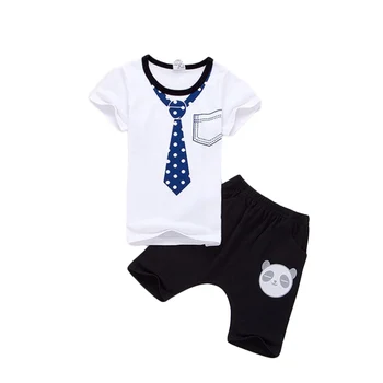 Poletje otrok obleke otroci Kravatni vzorec Tees kompleti oblačil fantje risanka t-majica+hlače modna oblačila