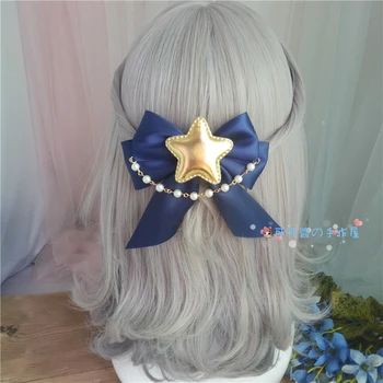 Lolita mornarice velike bowknot zvezde mehko sestra rob posnetek zajec pleksi stenami lase krog kc lase hoop Lolita headdress