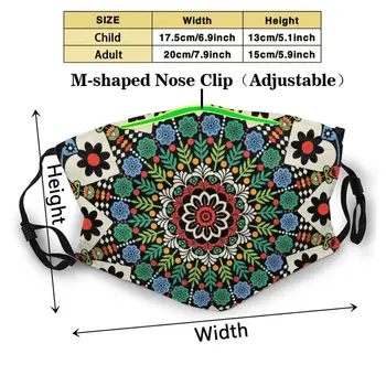 Barvita Srce in Cvetje Mandala 3d Tiskanja za Večkratno uporabo Usta Masko Stroj Filter Proti Prahu Masko Mandala Vzorec