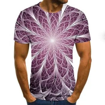 Novi Moški Multi Velikost Zlaganje Trdna T-majice s Kratkimi Rokavi O-vratu Spirala Geometrijski 3D Grafike Tiskane Majice Poletje Vrhovi