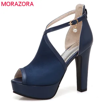 MORAZORA 2020 nov prihod ženske sandale peep toe poletnih visokih petah platforma čevlji sponke moda eleganten stranka maturantski čevlji ženske