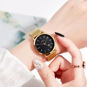 SKMEI Moda za Ženske Gledajo Priložnostne Kvarčne Ročne ure Preprost Stil 3bar Nepremočljiva iz Nerjavečega Jekla Watchband reloj mujer 1530