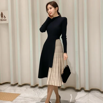 HAYBLST blagovne Znamke Ženska Obleka 2020 Pulover Obleke Za Ženske Oblačila Jesen Zima Dolg Rokav korejskem Slogu Plus Velikost Pletene Obleke