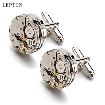 Moški Business Watch Gibanje zapestne gumbe nepremičnin Lepton Steampunk Prestavi Watch Mehanizem manšetni za Mens Relojes gemelos