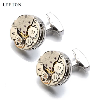 Moški Business Watch Gibanje zapestne gumbe nepremičnin Lepton Steampunk Prestavi Watch Mehanizem manšetni za Mens Relojes gemelos