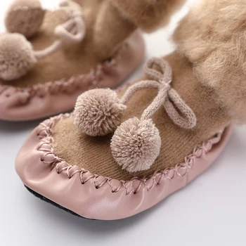 Baby bombaž ne zdrsne nogavice fantje dekleta novorojenega dojenčka pozimi toplo anti slip dolge nogavice, čevlji podplati novega malčka žamet toplotne nogavice
