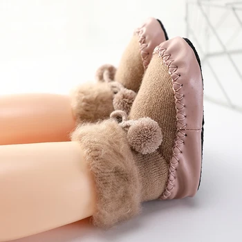 Baby bombaž ne zdrsne nogavice fantje dekleta novorojenega dojenčka pozimi toplo anti slip dolge nogavice, čevlji podplati novega malčka žamet toplotne nogavice