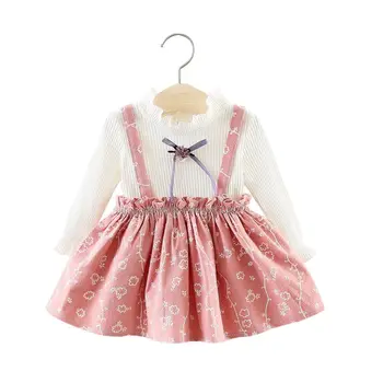 Baby dekleta obleke princesa obleko newborn baby dekleta oblačila z dolgimi rokavi za malčke otroci obleke cvjetnim tiskanja obleko