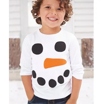 Snežak Otroci Majice Dolg Rokav Beli Fantje T-Majice, Vezenje Vrh Kakovosti Otroci Tee Srajce Jersey Fant Oblačila Otrok 2-6year
