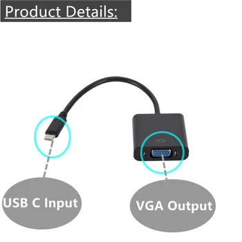 Grwibeou USB, C Ženske, VGA Kabel USBC USB3.1 na VGA Adapter za Macbook 12 inch Chromebook Pixel Lumia 950XL Vroče Prodaje