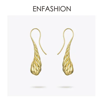 ENFASHION Twisted Vodne Kapljice Visijo Uhani Za Ženske Zlata Barva Kovinskih Dolgo Spusti Earings Vintage Nakit Oorbellen EC191035