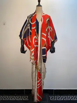 Klasična Pirnting Proti-vrat Poletje Svile tam kaftan dolgo obleko za lady Dashiki Svoboden Afriške haljo tekmo šal Afriška oblačila
