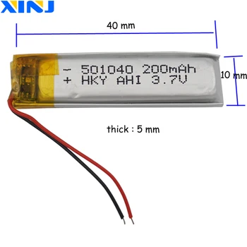 XINJ 5pcs 3,7 V 200 mAh 501040 litij-polimer baterija li po celica Za DIY predvajalnik Glasbe MP3, GPS Sat nav avto DVC Fotoaparat