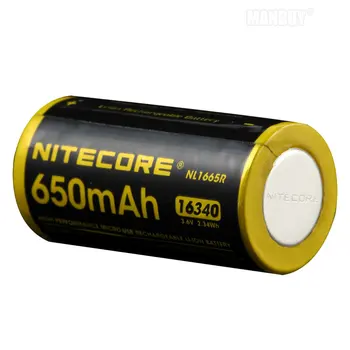 Vrh Prodaje NITECORE NL1665R 650mAh 16340 CR123 Vgrajen USB Charge Vrata Polnilna Litij-ionska Baterija 3,6 V 2.34 Wh Visoko Zmogljivost