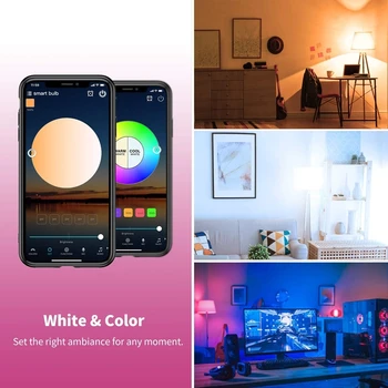 7W WiFi Smart Žarnice E26 E27 LED RGB Svetloba, možnost zatemnitve Svetilka Barva Spreminja, Žarnica App Nadzor Dela Z Alexa googlova Domača stran