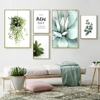 Zelene rastline eucalyptus natisni plakat wall art platno slikarstvo nordijska dnevna soba dekorativno slikarstvo
