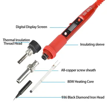 EU/ZDA Priključite Digitalni Temperature Nastavljiv Električni lemilo Vara Tin Varjenje Pen Mini Varjenje Orodij 80W