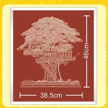 031004 Ideje Mesto Ulici Serije Forest Tree House Svetlobna Sakura Opeke Model Sembo Gradniki Otroke Božič Igrače