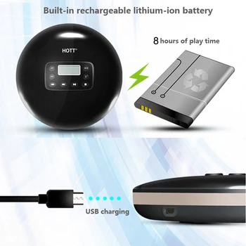 HOTT 711T Prenosni Bluetooth, CD Player Osebnih Walkman z LED, Predvajalnik CD-jev z Elektronskimi Skakalec Varstvo Shockproof Functio