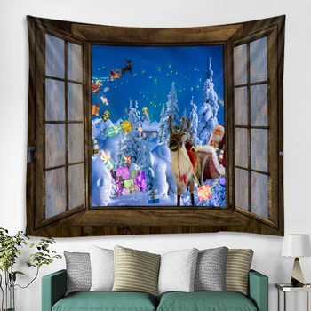 Božič karneval zunaj okno, Božično drevo umetnik doma steni visi tapiserija Božično dekoracijo sten visoke kakovosti t
