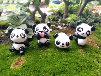 8pcs/veliko Srčkan Panda Figur Miniaturni Kip Dekoracijo Mini pravljice vrt Risani Lik živali smolo obrti