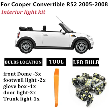9x Avto Notranje zadeve branje svetlobe kit za MINI Cooper Zamenljivih R52 2005-2008 auto led oprema brez napak t10 festoon žarnice