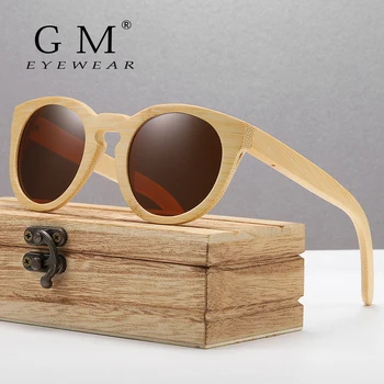 GM Design Ženske Bambusa sončna Očala Z Polarizirana Ogledalo Leče Iz Bambusa, Lesa sončna Očala Z Leseno Škatlo