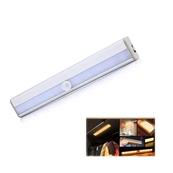 LED Senzor Gibanja Ponoči lahki Prenosni 6 / 10 LED Omaro Luči Pogon USB Brezžični Kabinet IR Infrardeči Gibanja lampara