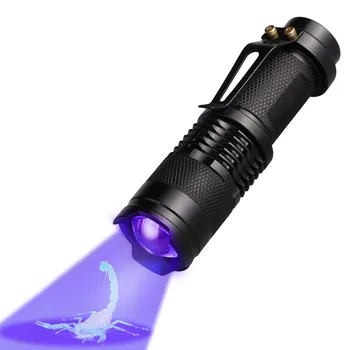 Led UV Svetilko Zoom Baklo Prenosni Mini Svetilke Ultravijolično Svetilko Black Light Pet Madeže Urina Detektor Prostem Lov