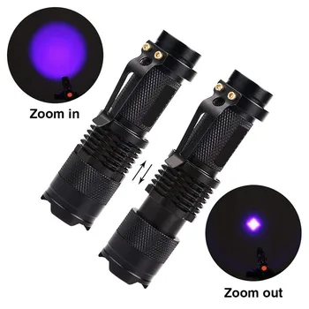 Led UV Svetilko Zoom Baklo Prenosni Mini Svetilke Ultravijolično Svetilko Black Light Pet Madeže Urina Detektor Prostem Lov