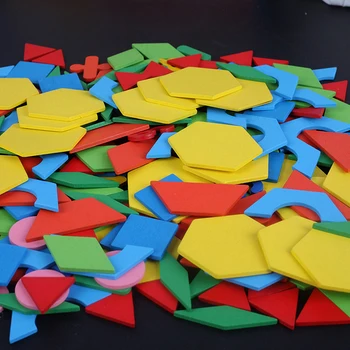 250Pcs Lesene Geometrijski 3D Puzzle Tangram Sestavljanke Odbor Igrače Otroška Začetku Izobraževalne Učenje Igrače Matematiko Igrača Otroci Učno Pomoč