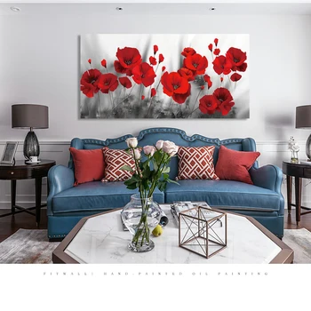 Sodobna Cvetje Plakat Slikarstvo Rdečih Makovih Cvetov Sliko Wall Art za Dnevni Sobi Doma Dekor (Brez Okvirja)